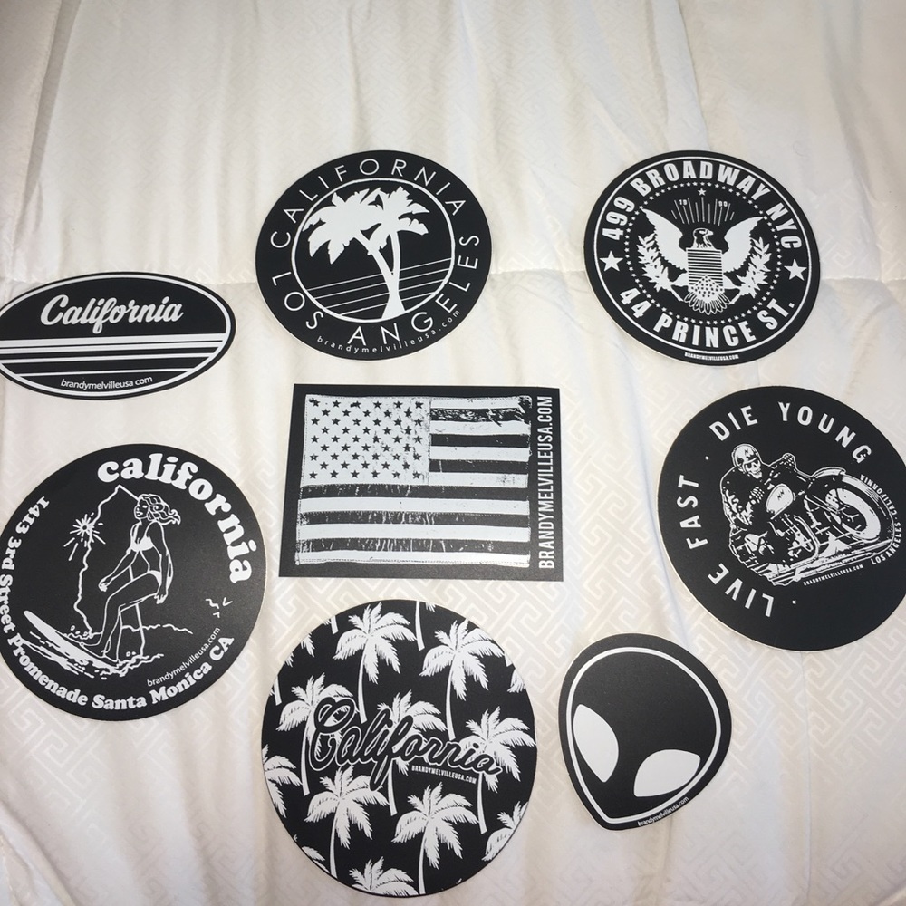 very rare black and white brandy melville stickers