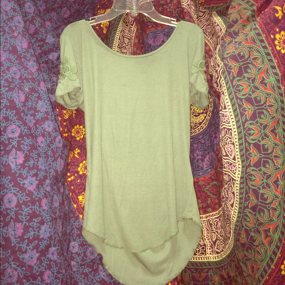 Olive Green Scoop Neck Top