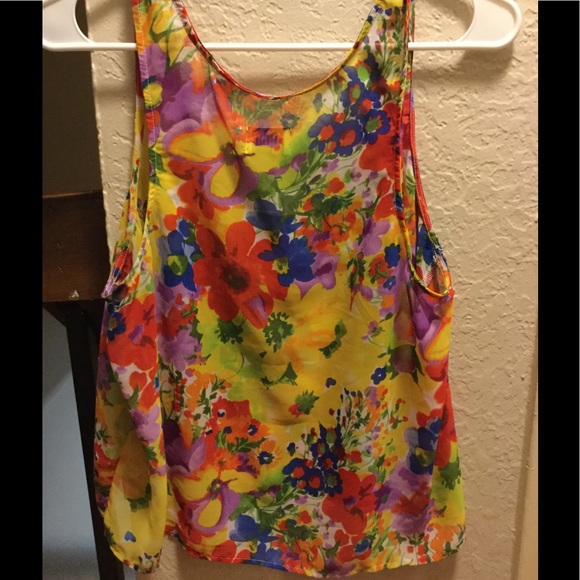 SHOW ME YOUR MUMU Acid Flowers Tank Top Sz L - Picture 2 of 2