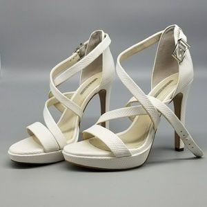BCBGeneration White Strappy Platforms