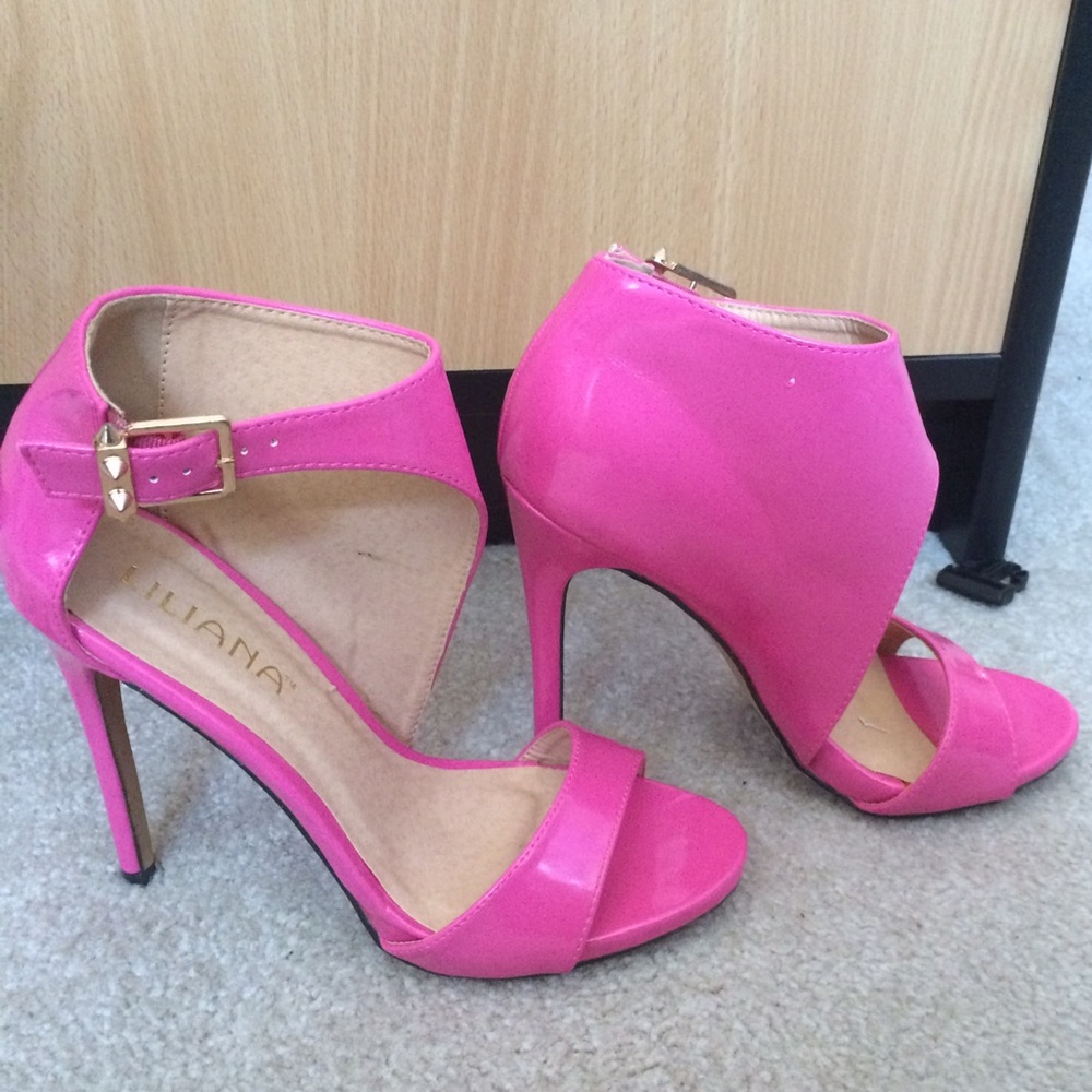 Pink Cut Out Heels With Spikes