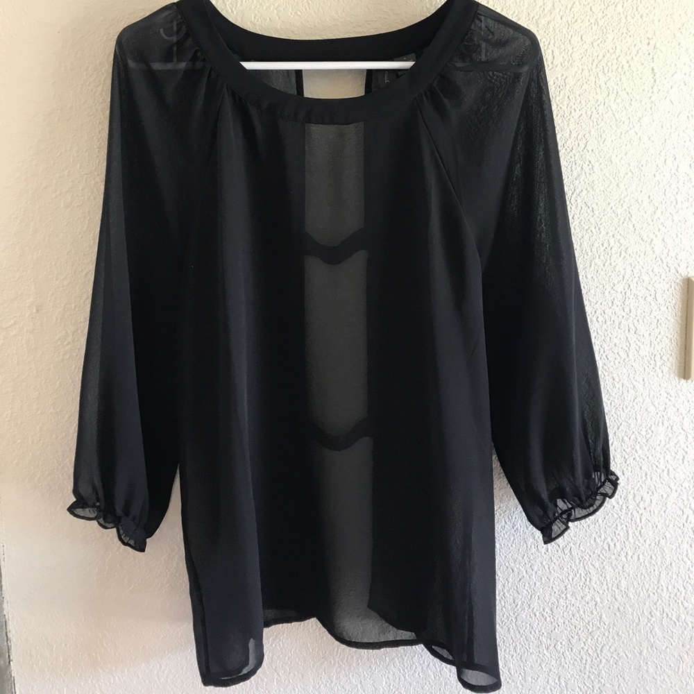 Medium Petticoat Alley 3/4 Sleeve Sheer Top