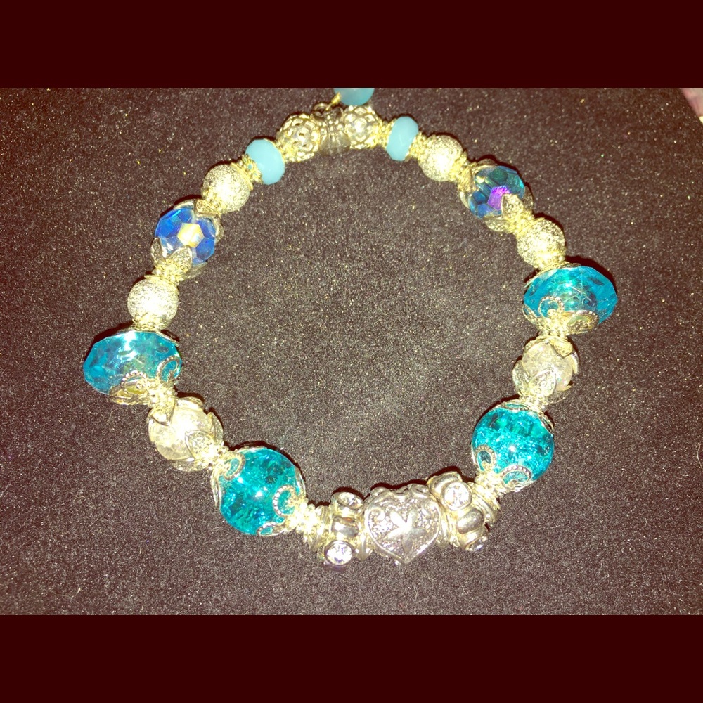 Aqua Blue & Silver Bracelet