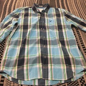Blue Checkered XL AEO Long Sleeve Men’s Top