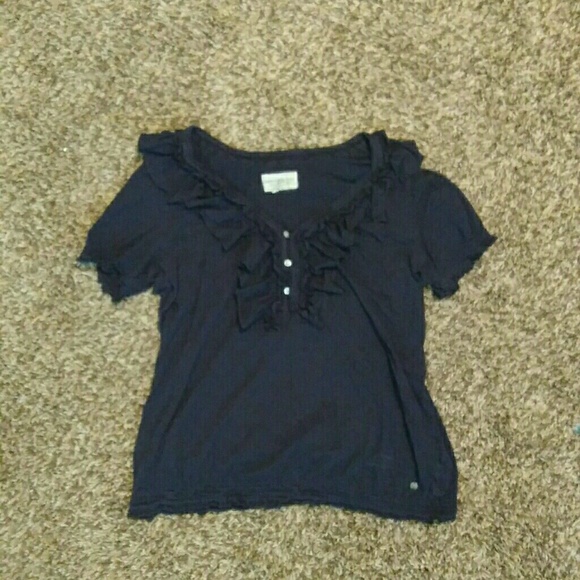 Black Blouse with Ruffles - Picture 1 of 2