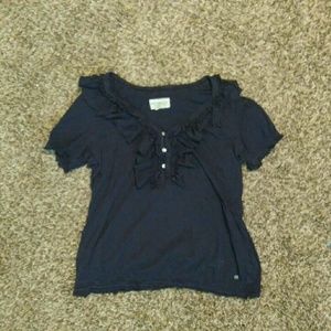 Black Blouse with Ruffles