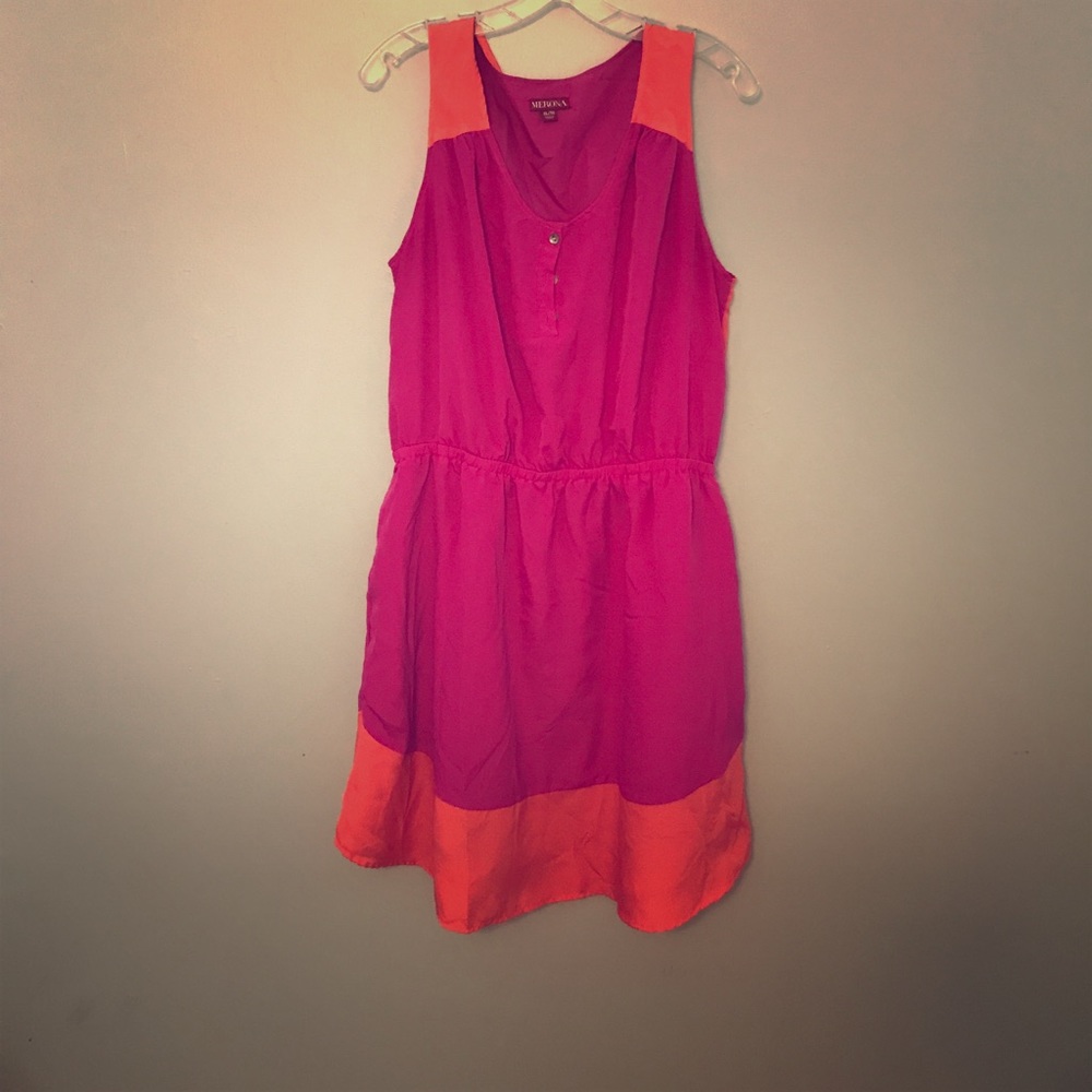 Colorblock Sleeveless Dress with pockets