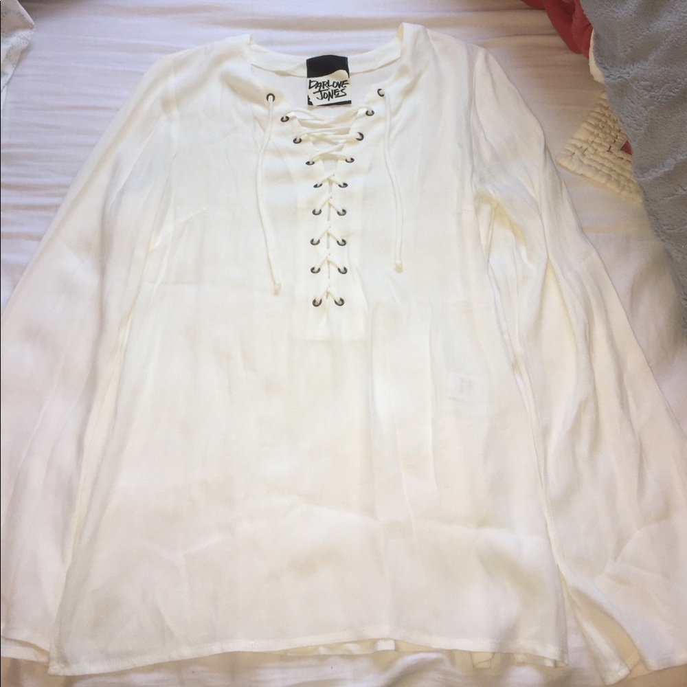 long sleeve lace up tunic