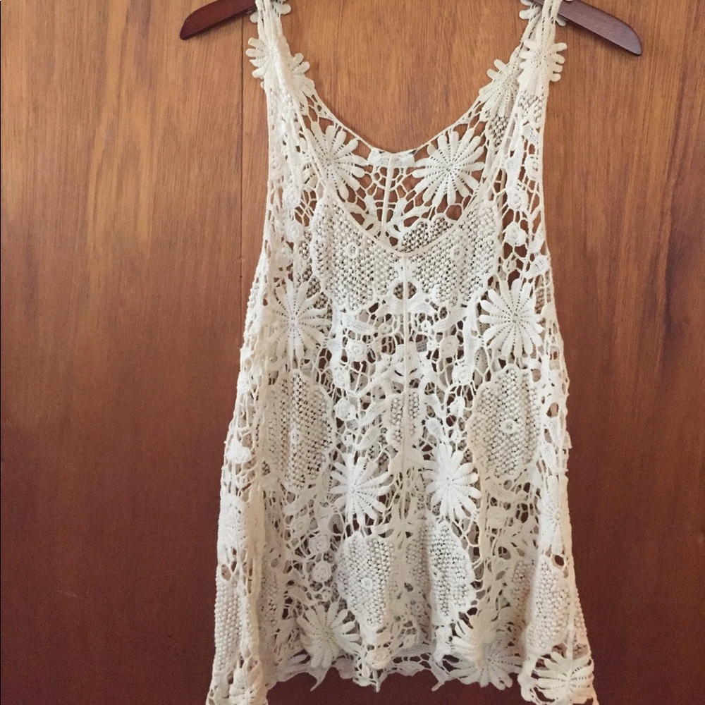 Cream Lace Tank Top