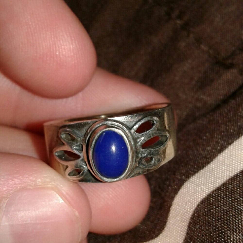 925 silver light blue ring