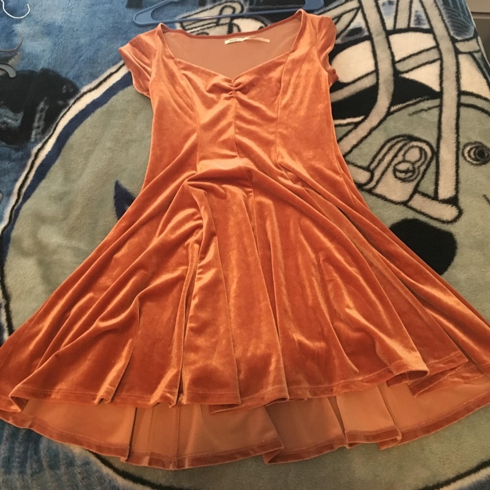 Rose gold velvet dress Urban Outfitters