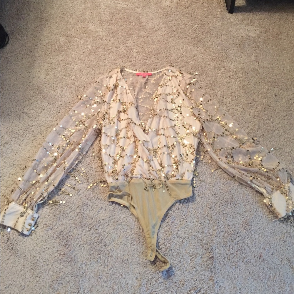 Deep Plunge Sparkly Blouse