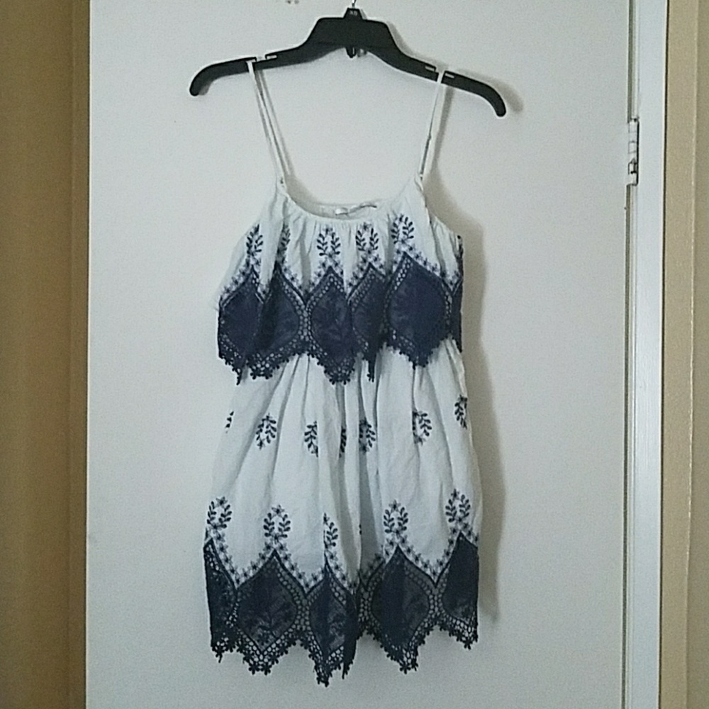 Papaya  white and dark blue fluffy crocheted shirt