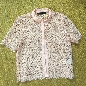 Cute button up lace top