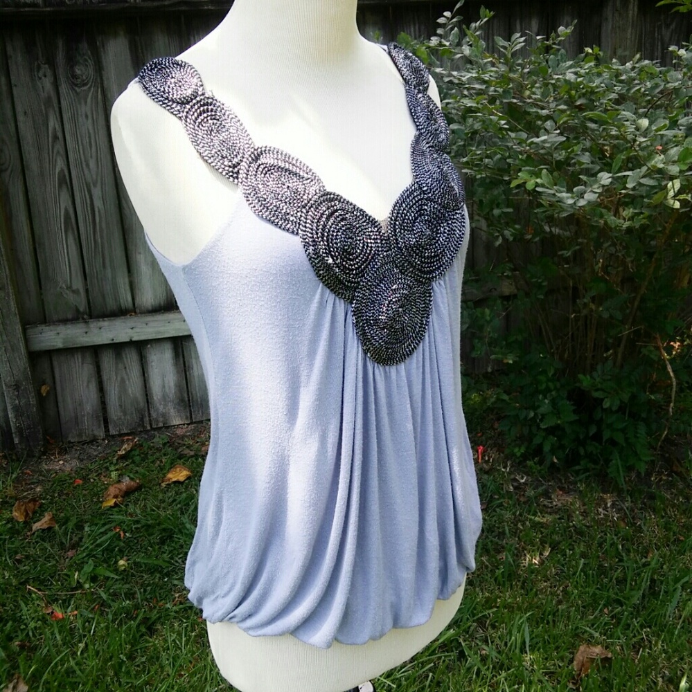 Gray tank with sparkly Embellished Neckline