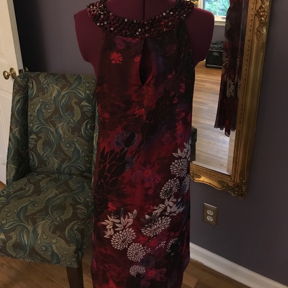 Beaded Neckline Cute Back Midi Dress - Picture 3 of 3