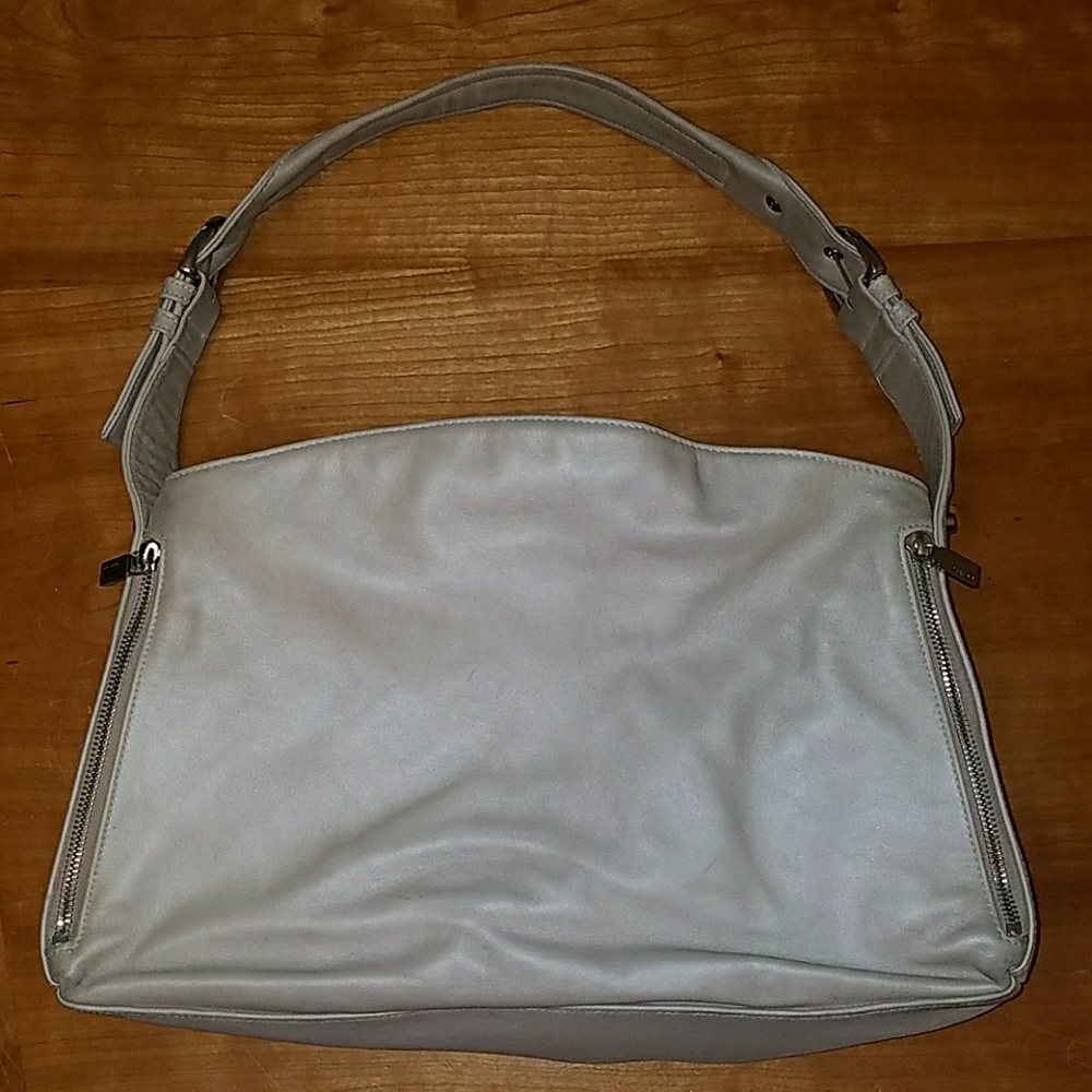 Perlina buttery leather cream metallic handbag