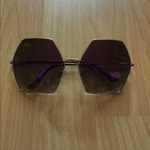 Giant hexagon sunglasses purple and gold