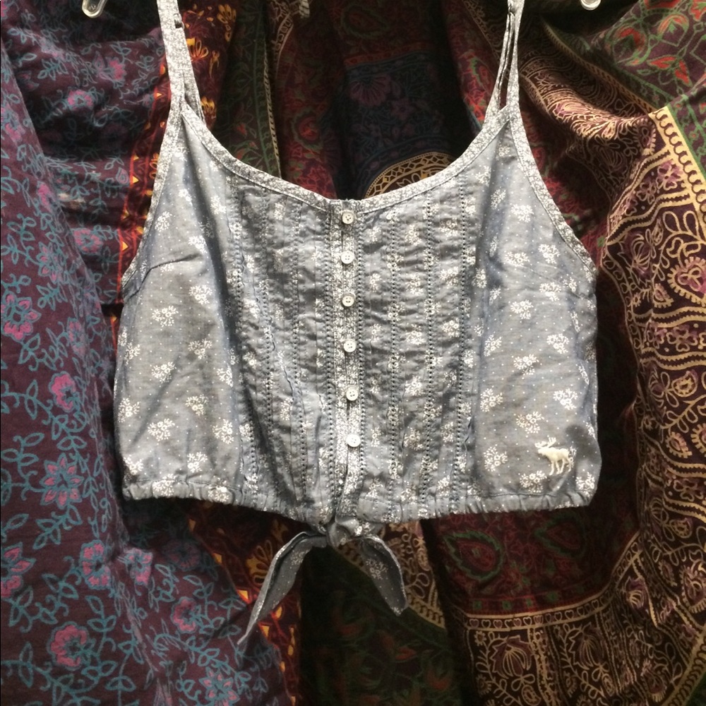 Flowery Denim Crop Top