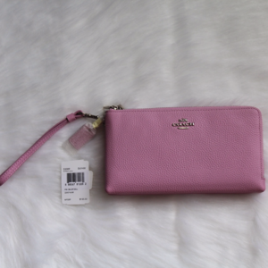 NWT Coach Leather Double Zip Wallet 53089 Marshmal