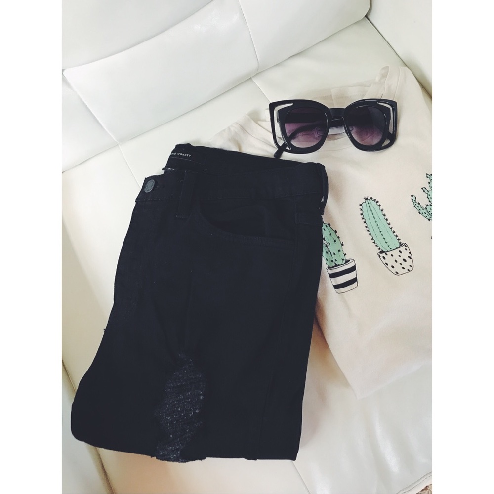 Distressed Black Flying Monkey Jeggings