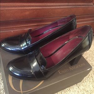 Enzo Angiolini black heeled sleek loafers