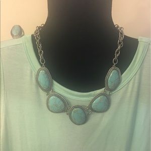Turquoise matching ring & necklace