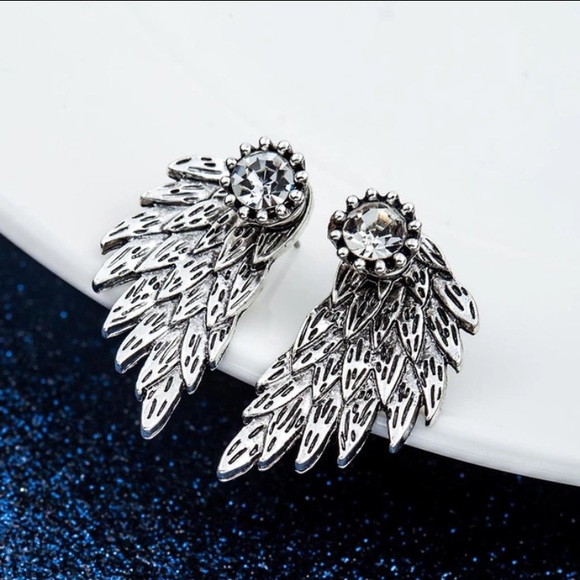 5 for $25 Double Sided Crystal Wing Earrings - Picture 2 of 4
