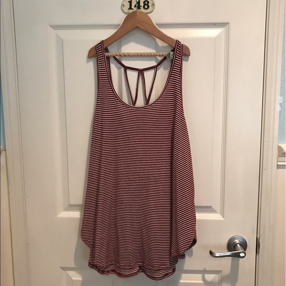 Hollister burgundy and white stripped tank