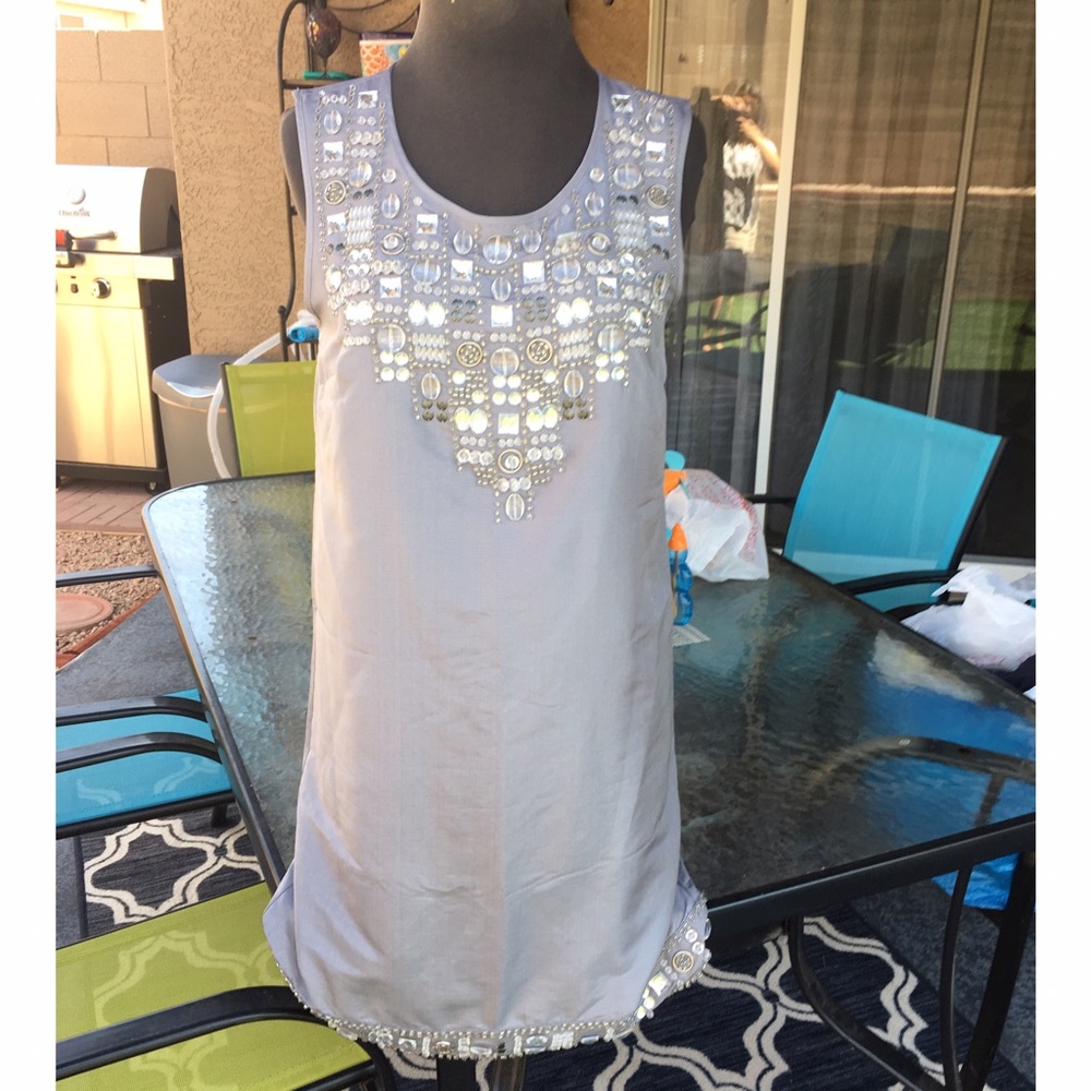 Shift dress with stone detail