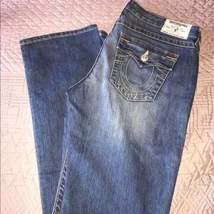 True Religion slim straight jeans. Faded style