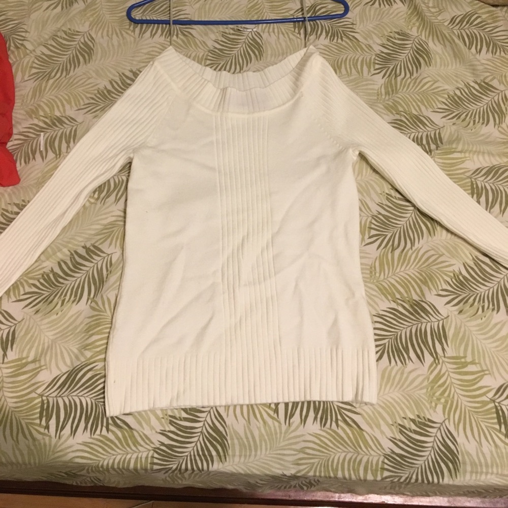Children's large white off the shoulder sweater