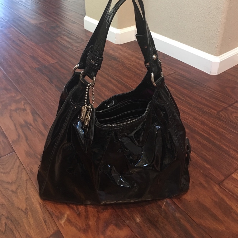 Coach handbag black patent leather