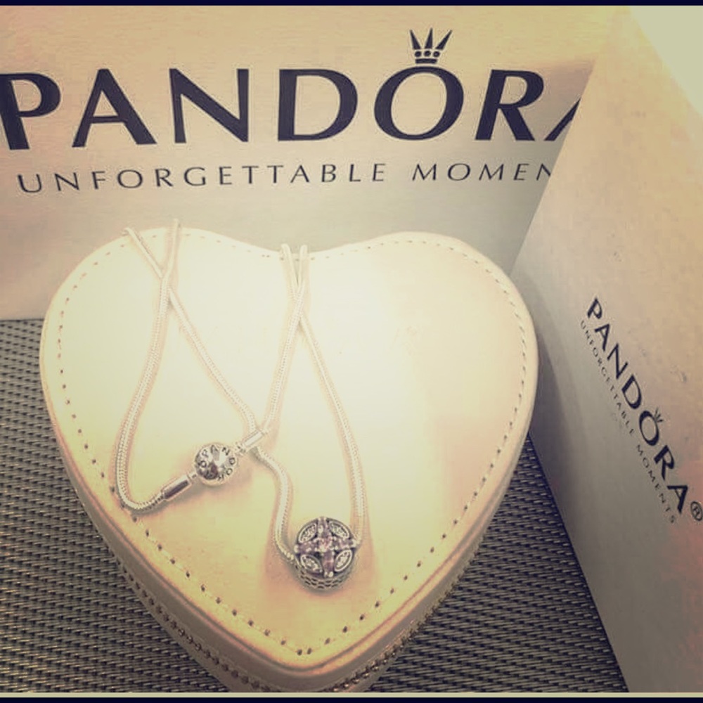 Authentic Pandora Necklace and charm all together