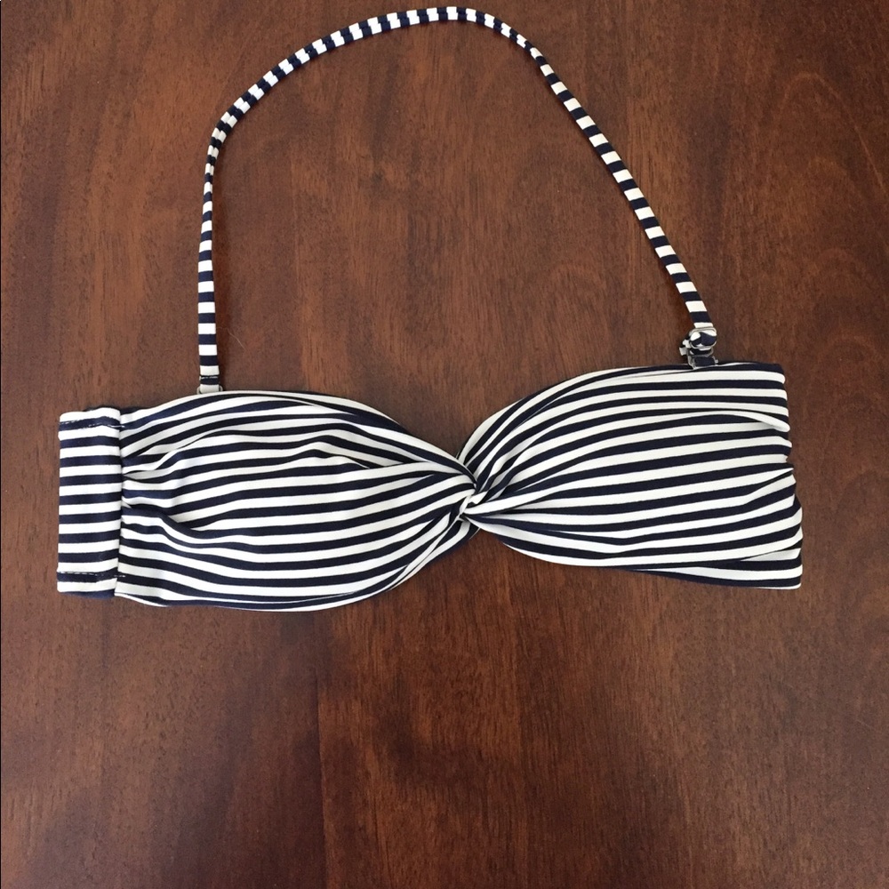 Navy and white stripe bikini top