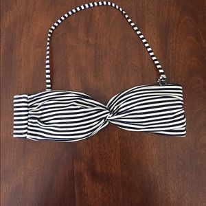 Navy and white stripe bikini top