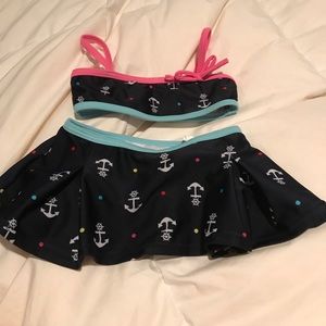 Nautical two piece bathing suit