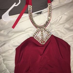 Red Strapless Skin-Tight Formal Dress