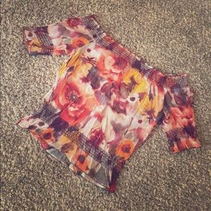 Off the shoulder floral shirt