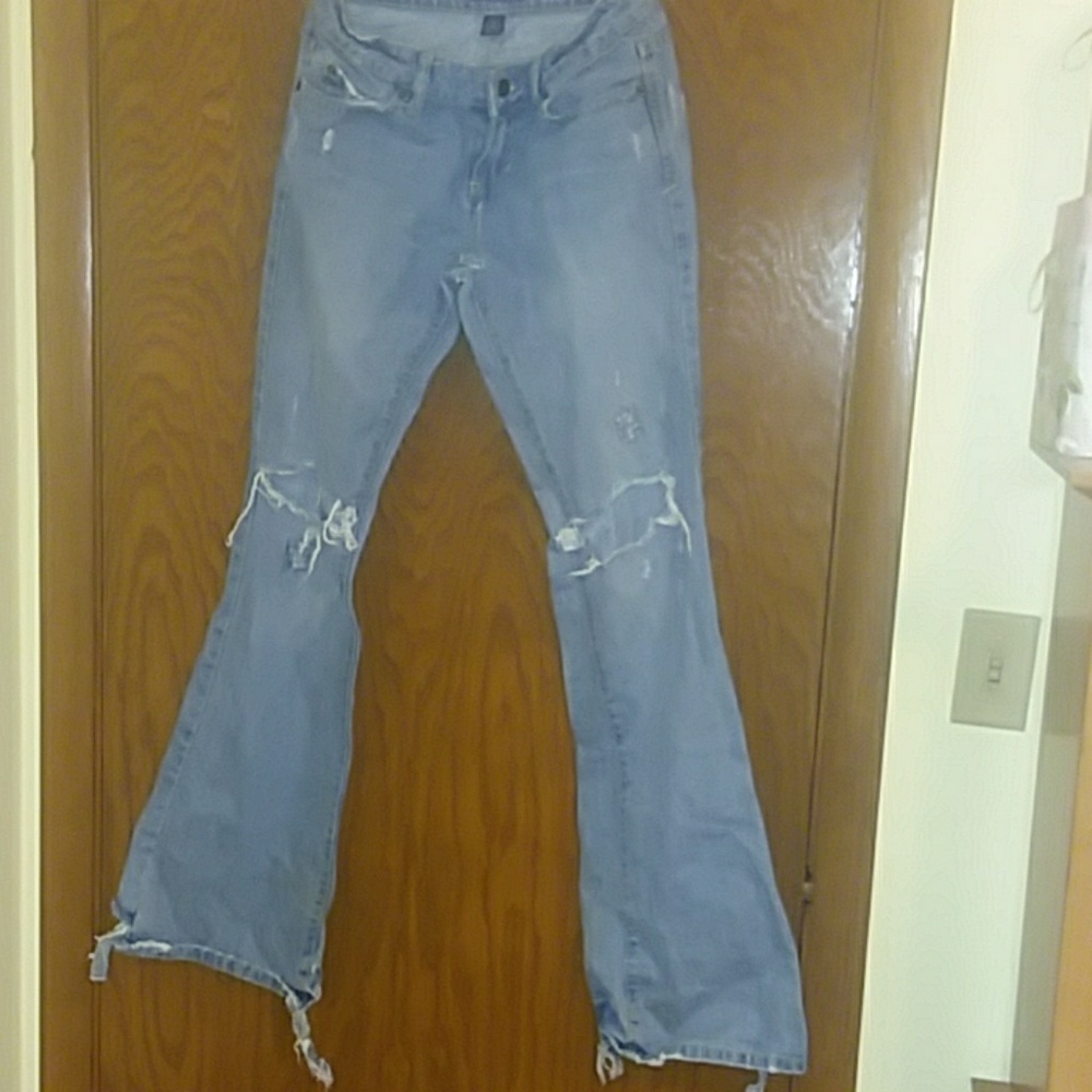 Ripped flare jeans. Feel free to negotiate!