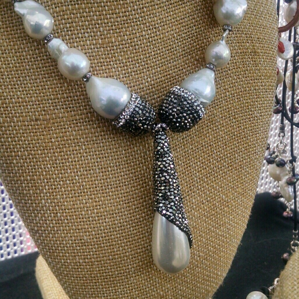 Pearl and crystal necklace