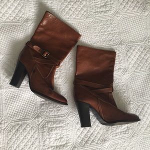 J Crew Leather Stacked Heel Boots