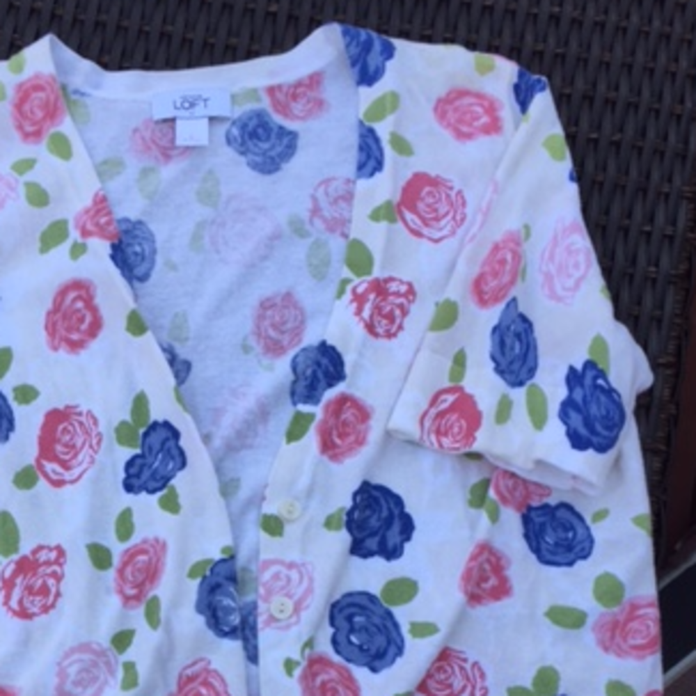 $Ann Taylor Loft Floral Cardigan$