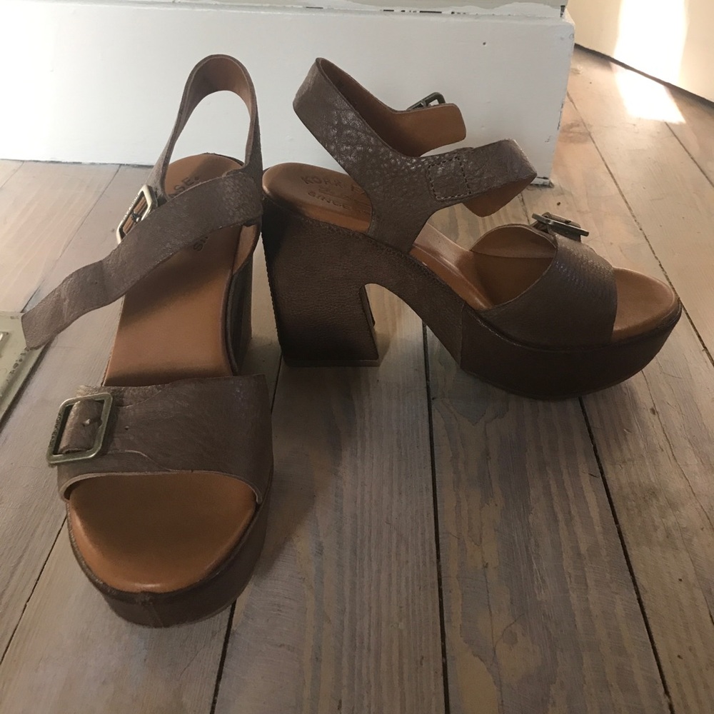 Brown leather heel sandals Kork-ease