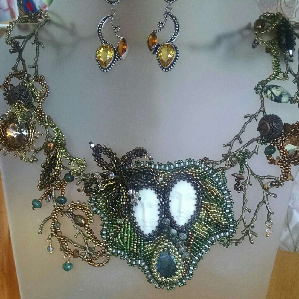 Statement beaded necklace