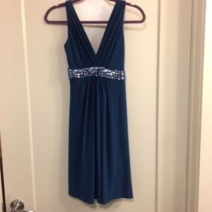 NWOT Sophisticated Blue Dress with Jewel Belt