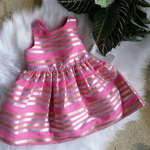 Gymboree little girls pink striped dress