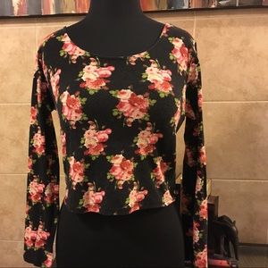 Floral Long Sleeve Crop Top
