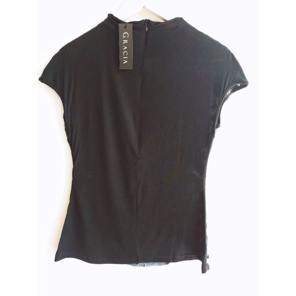 Gracia denim accent mock neck tee - Picture 5 of 5