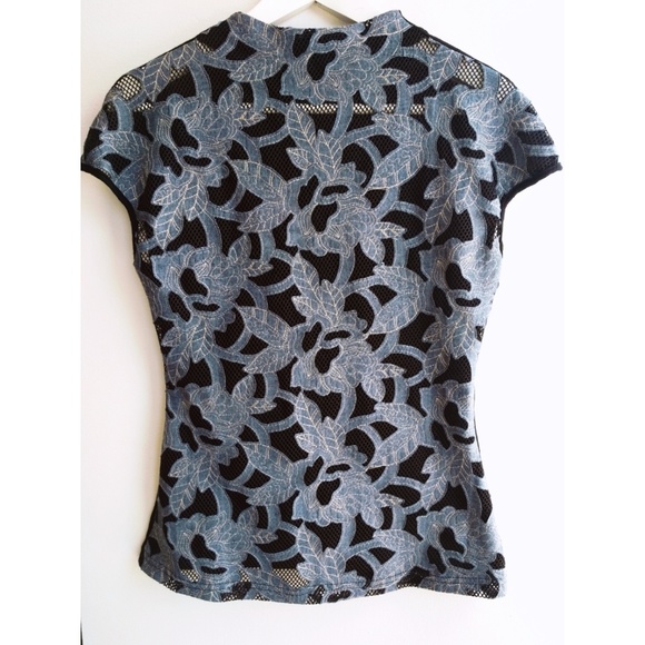 Gracia denim accent mock neck tee - Picture 4 of 5